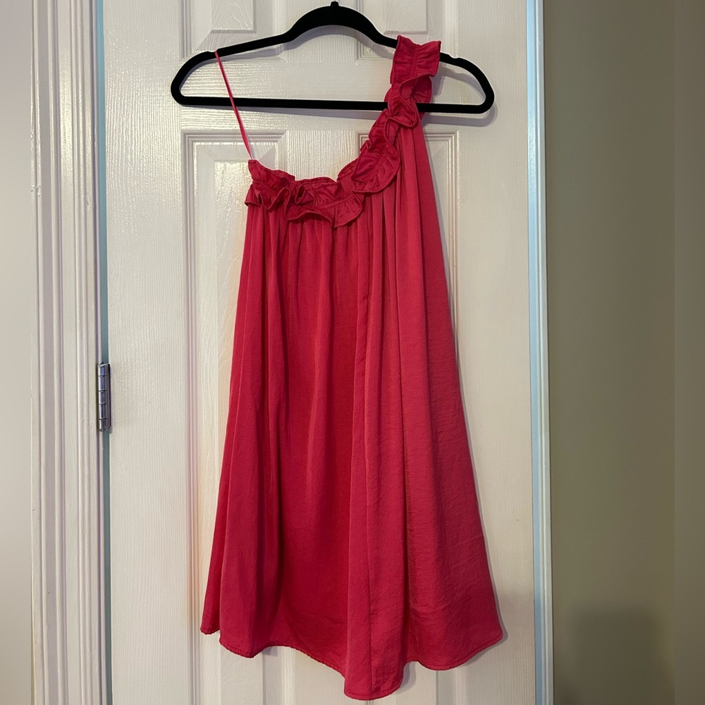 Elegant One Shoulder Pink Dress